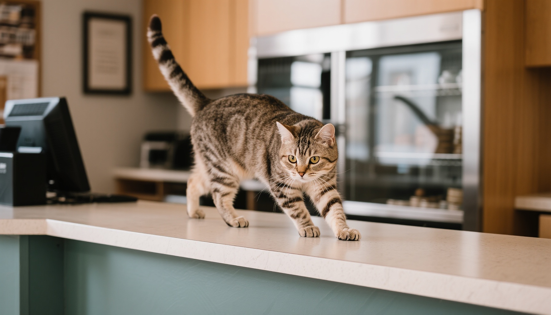 如何防止猫跳上柜台